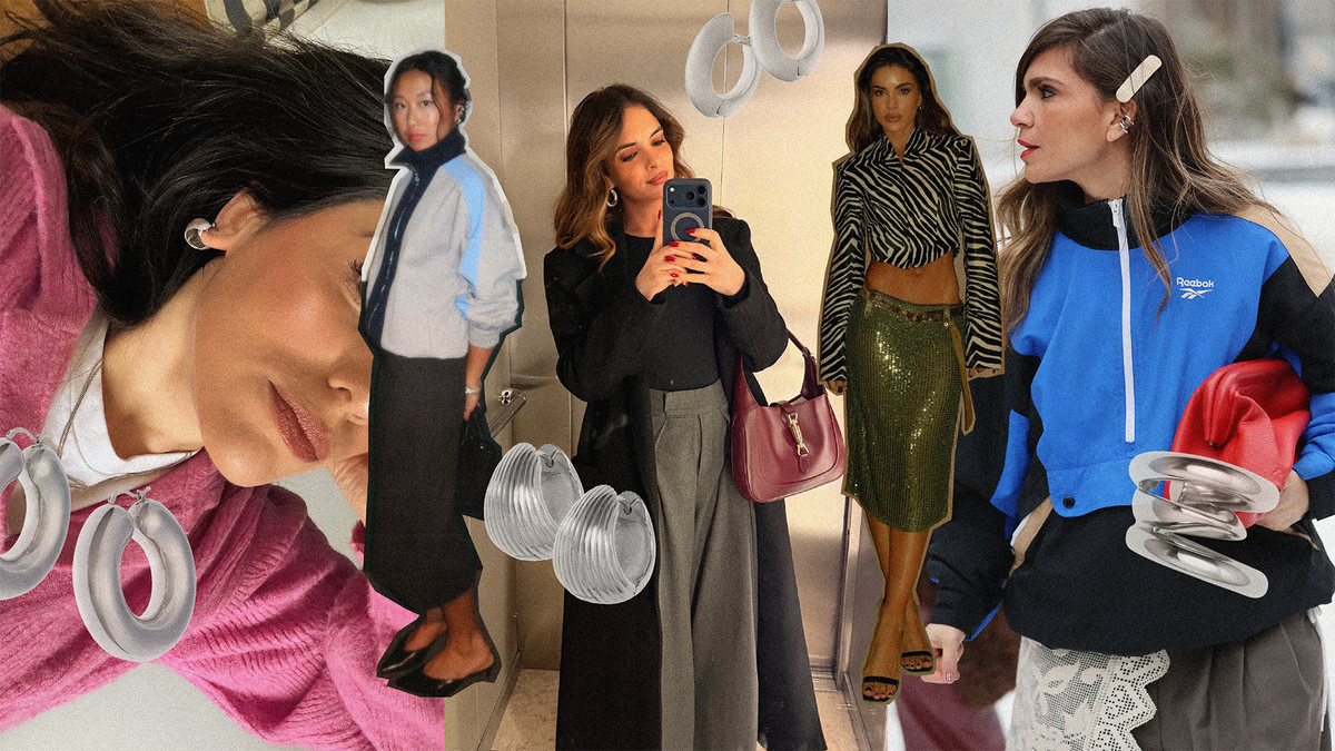 pendientes de plata tendencia en chicas influyentes portuguesas destacadas