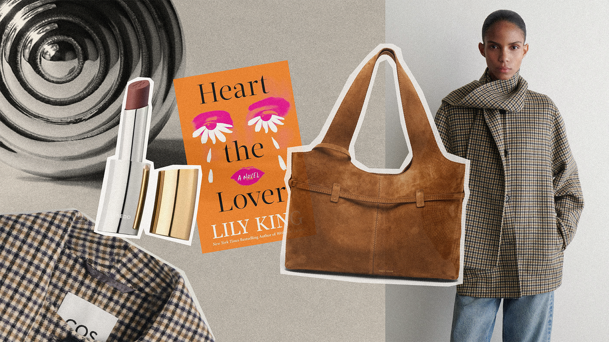 Cozy British style fashion featuring layered outfits, accessories, and a novel for an autumn look.