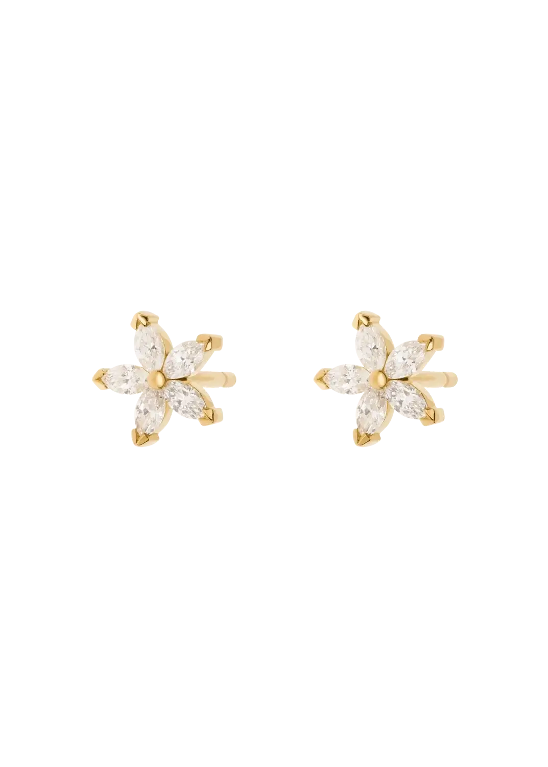 pendientes flor con diamantes de 18k Pendientes