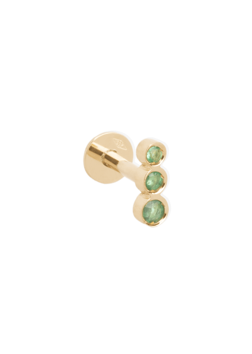 pendientes de botón de esmeralda 18k