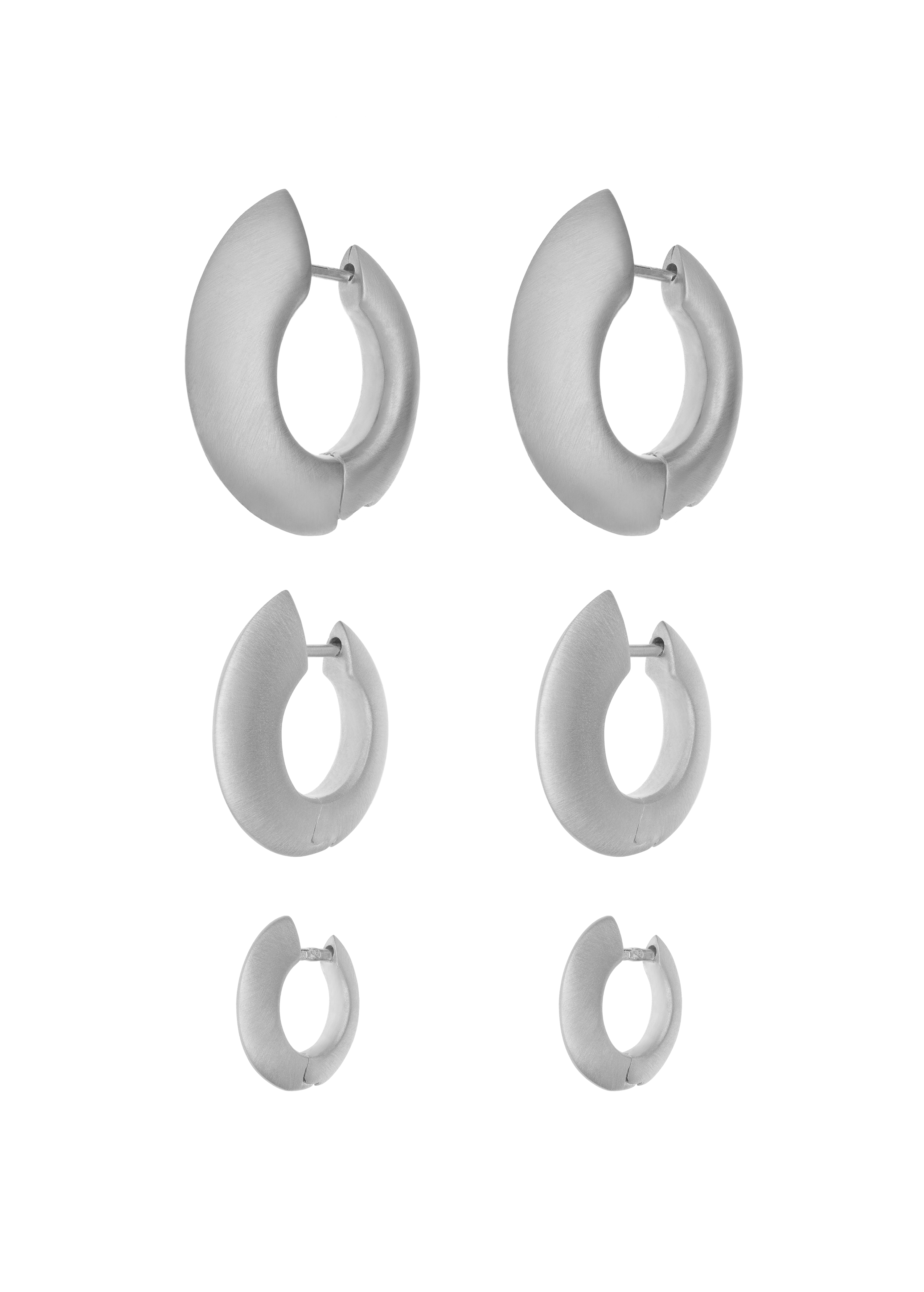 set sara earrings, sara huggies and sara mini earrings in silver