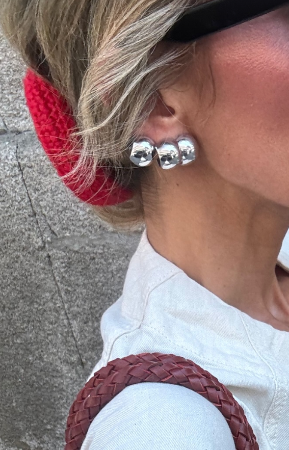 model wearing gina earrings in silver