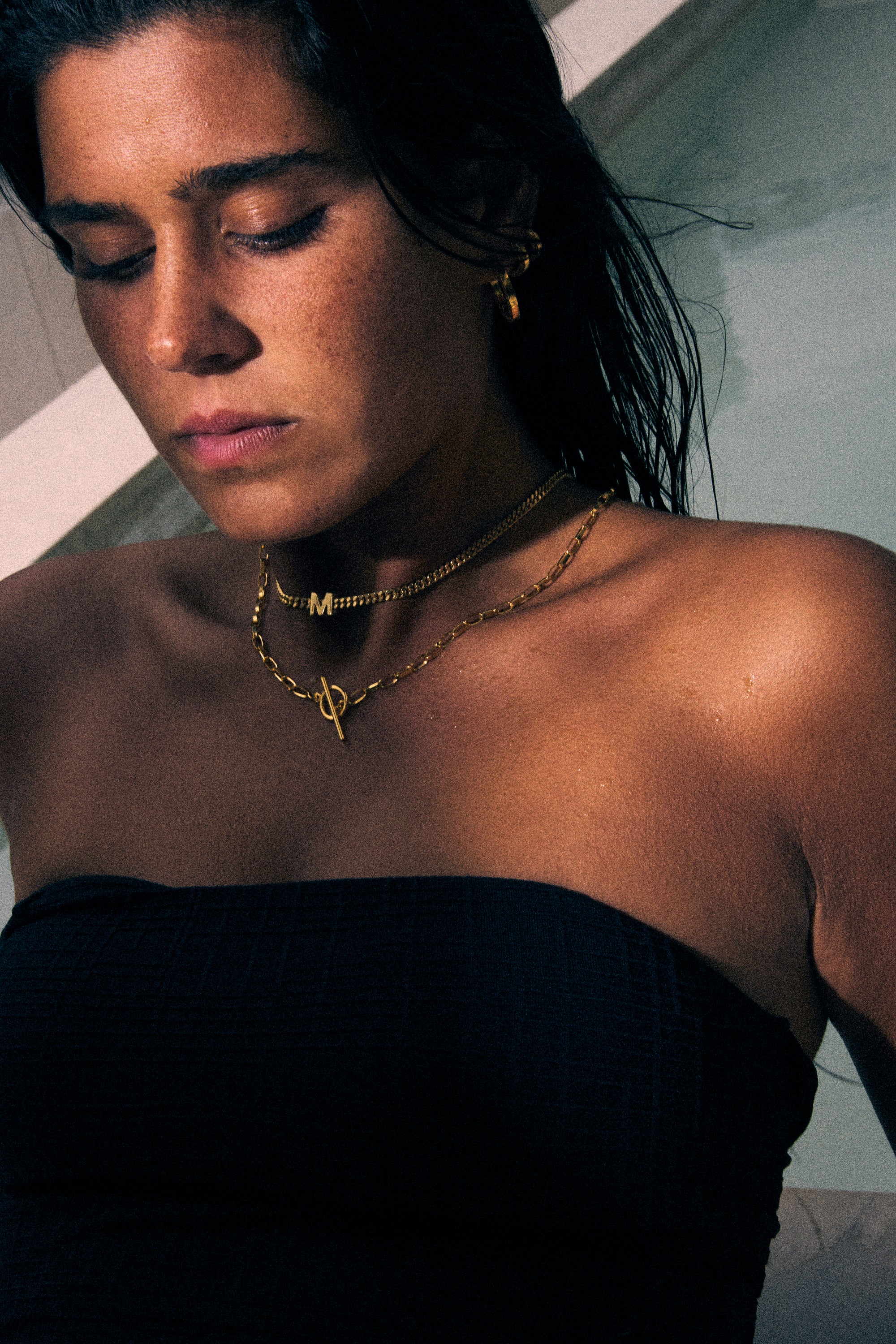 collar con colgante de alfabeto M Collares