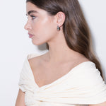 model wearing constantin earrings in silver