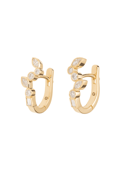 pendientes huggies de diamantes danzantes 18k