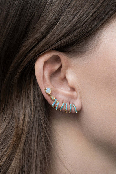 aros cate de 5 mm en 18k con turquesa