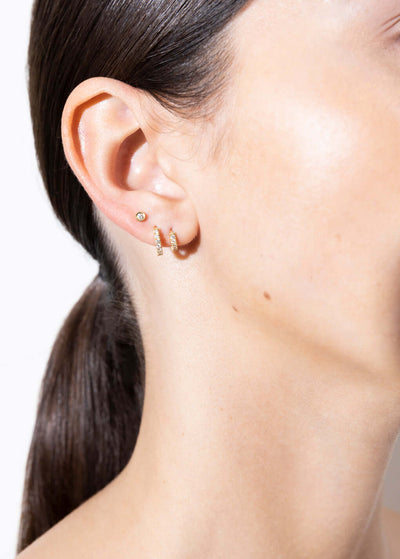 pendientes de aro de 5 mm con diamantes de 18k salt