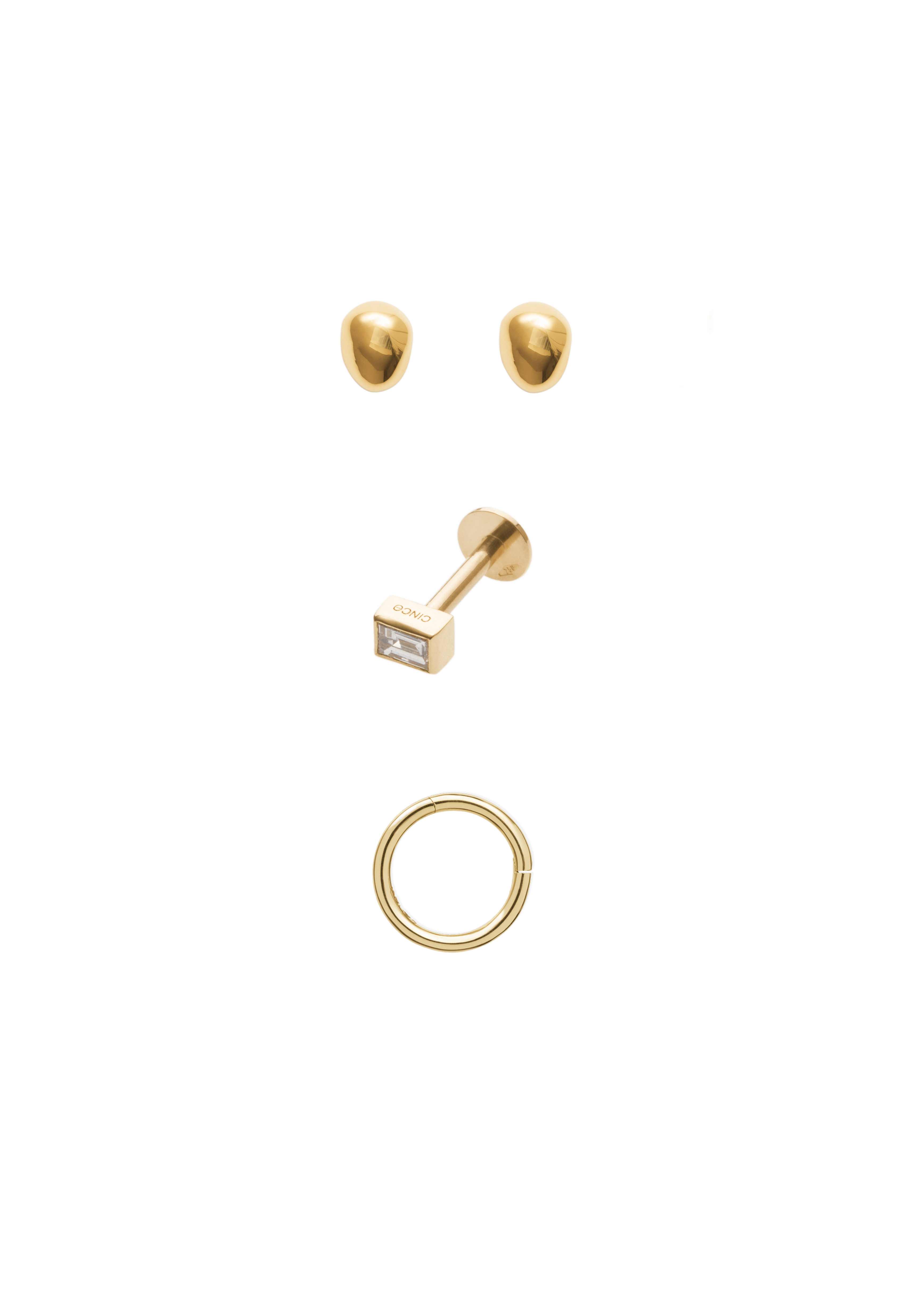 set pendiente 18k starter diamond, (non)sphere & seamless hoop