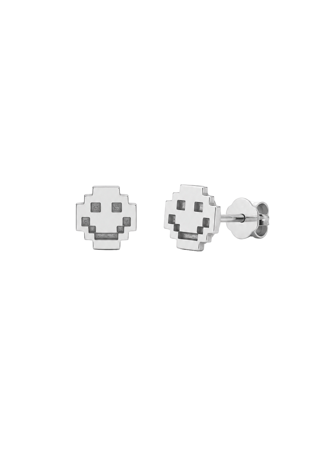 Pendientes de fantasma pixelado sobre fondo blanco