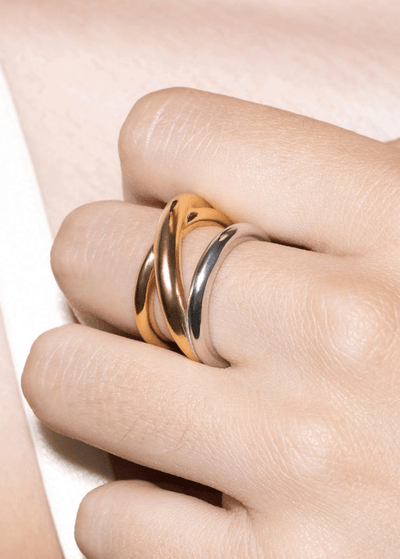 Zara Sculptural Two-Tone Ring Rings